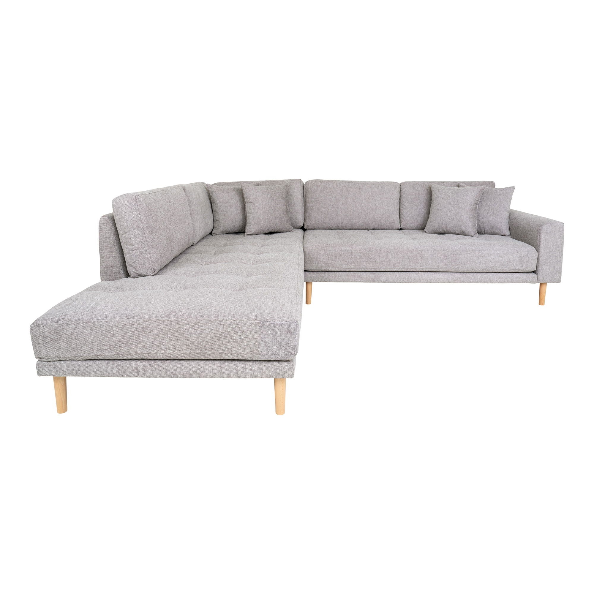 Lido – Ecksofa mit offenem Ende, linksbündig, schwarze Holzbeine, 92–220 × 257 × 76 cm